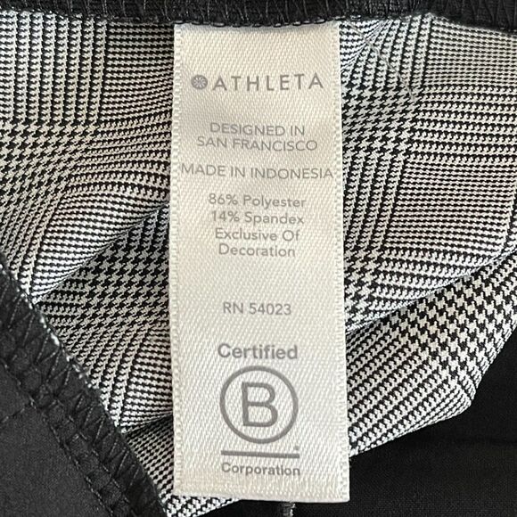 Athleta Brooklyn Plaid Ankle Pants Black White Stretch Semi Fitted Travel Size 8 - Picture 7 of 7